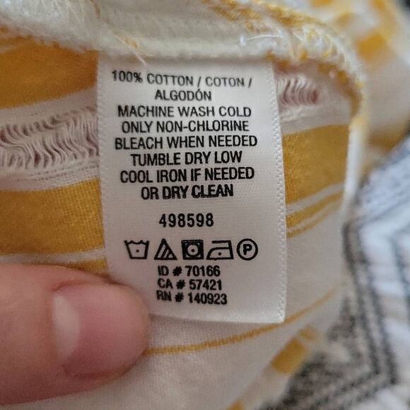 Lou & Grey Skip Doppy Tie-Front Fray Hem Striped Yellow Size Small - Picture 8 of 8